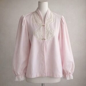 Vintage Dressing Bed Jacket Vanity Fair Brushed Soft Fabric Pink Top M made USA